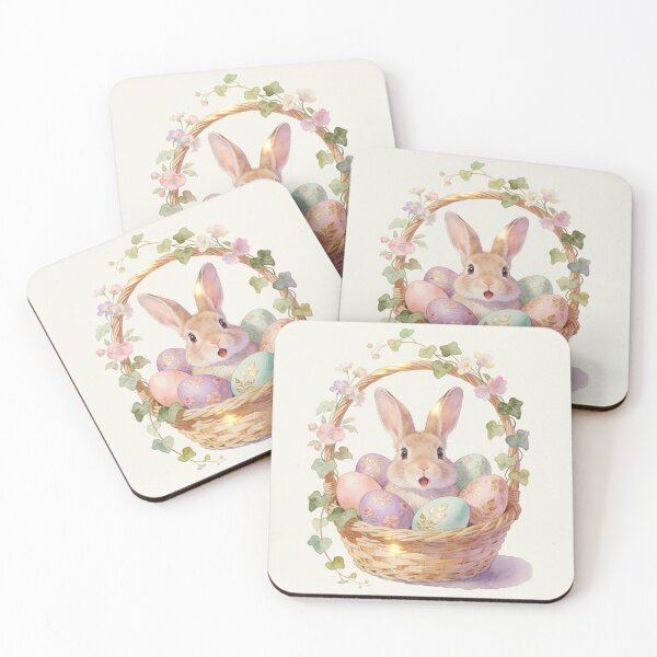 Item preview, Easter Bunny Basket With Pastel Eggs designed and sold by MythicCotton.
