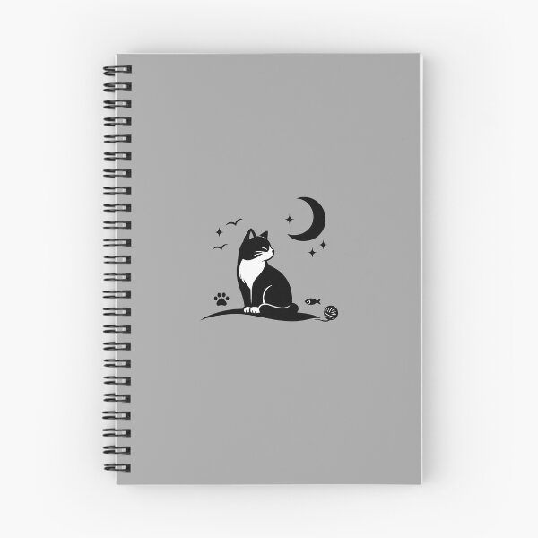 Aperçu de l'œuvre T-shirt minimaliste avec un chat – Illustration de chat mignon en noir et blanc créée et vendue par .onemoredesign..