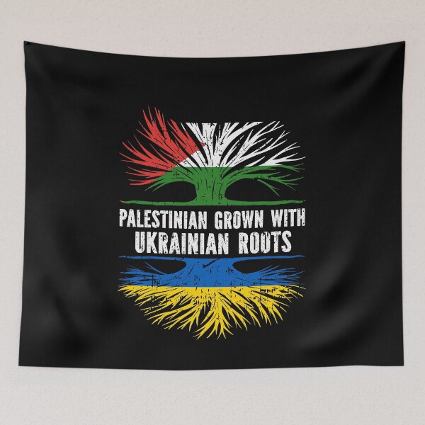Item preview, Palestinian Grown with Ukrainian Roots Flag designed and sold by CosmoKitsch.