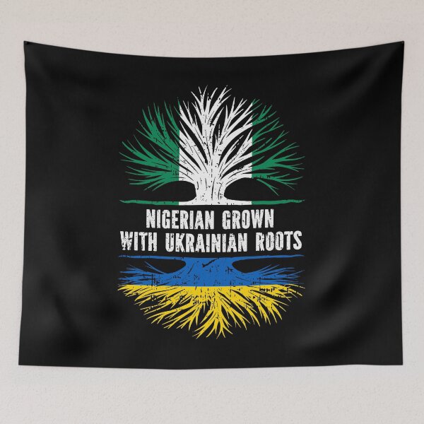 Item preview, Nigerian Grown with Ukrainian Roots Flag designed and sold by CosmoKitsch.
