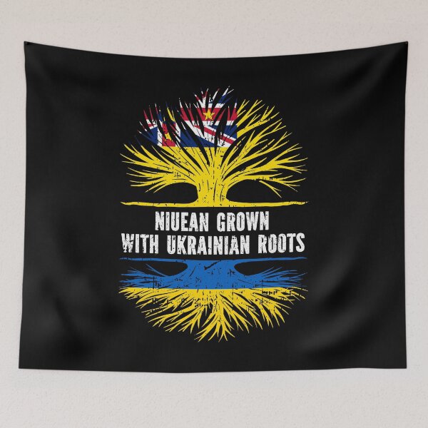Item preview, Niuean Grown with Ukrainian Roots Flag designed and sold by CosmoKitsch.