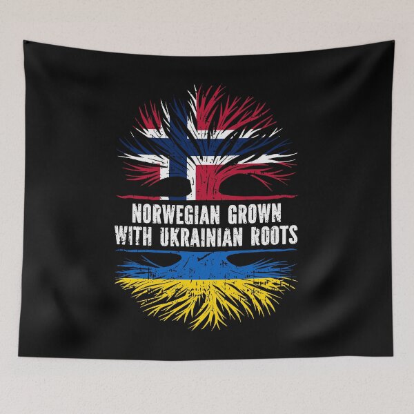Item preview, Norwegian Grown with Ukrainian Roots Flag designed and sold by CosmoKitsch.