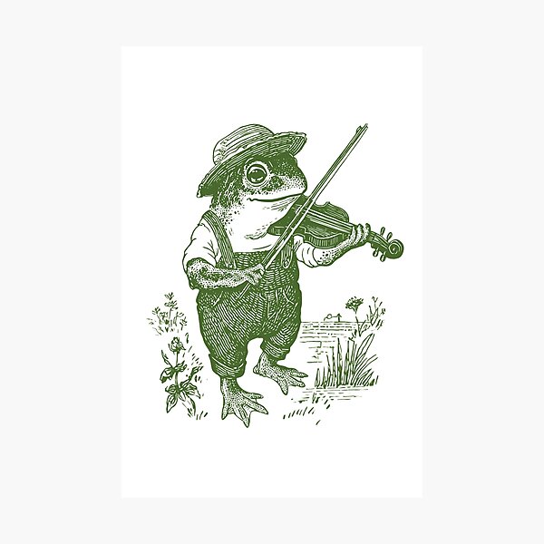 Item preview, Vintage Frog Playing Violin Funny Cottagecore Musician Art Print Retro Toad Wall Decor designed and sold by Velustro Shop.