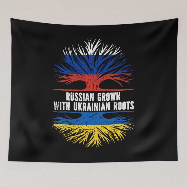 Item preview, Russian Grown with Ukrainian Roots Flag designed and sold by CosmoKitsch.