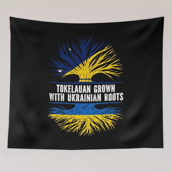 Item preview, Tokelauan Grown with Ukrainian Roots Flag designed and sold by CosmoKitsch.