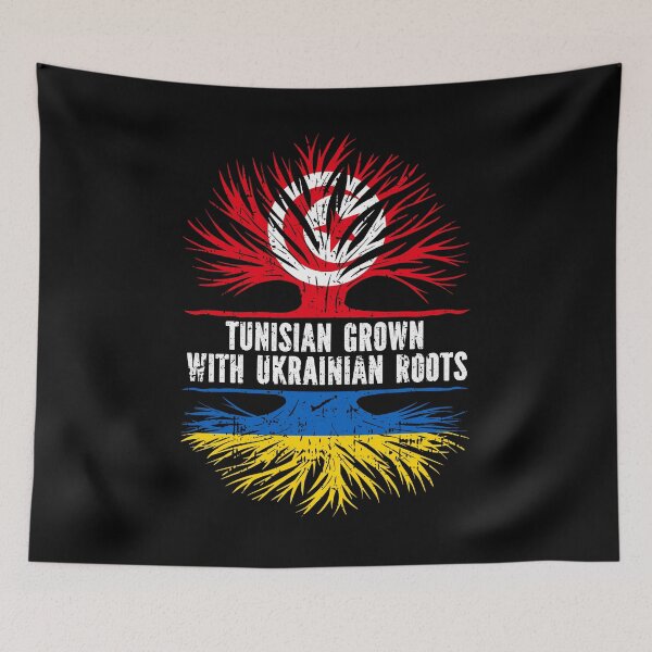 Item preview, Tunisian Grown with Ukrainian Roots Flag designed and sold by CosmoKitsch.