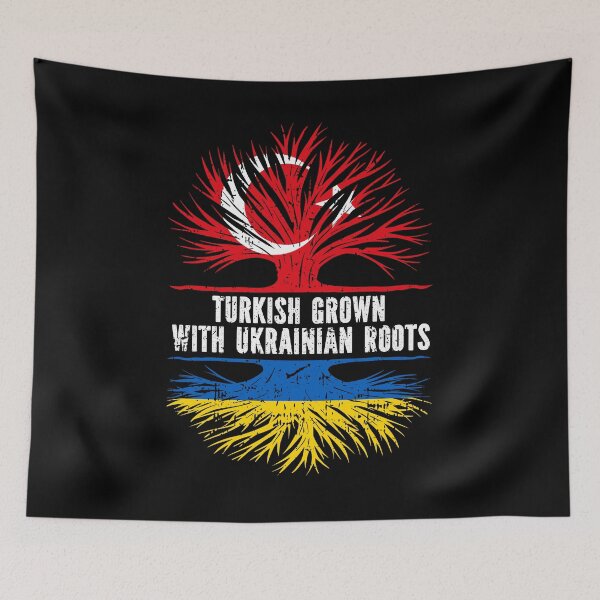 Item preview, Turkish Grown with Ukrainian Roots Flag designed and sold by CosmoKitsch.