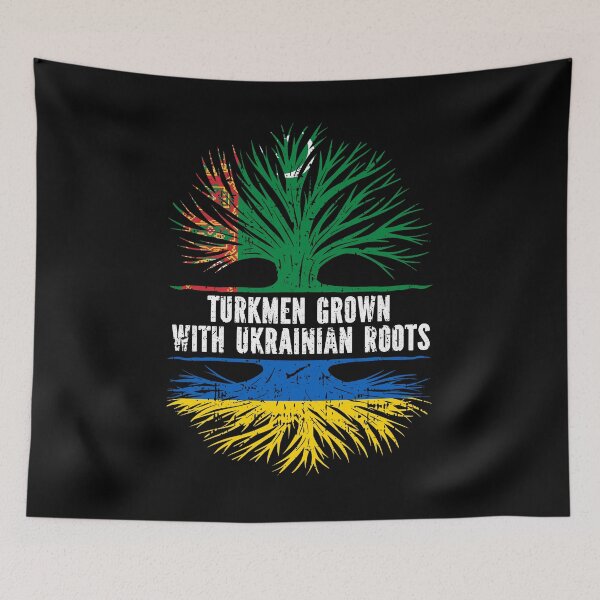 Item preview, Turkmen Grown with Ukrainian Roots Flag designed and sold by CosmoKitsch.
