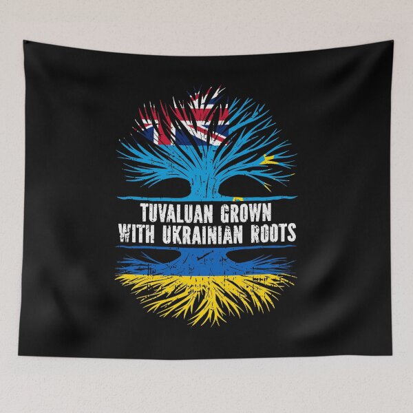 Item preview, Tuvaluan Grown with Ukrainian Roots Flag designed and sold by CosmoKitsch.