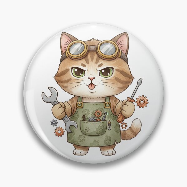 Item preview, Cute Steampunk Cat Mechanic Character designed and sold by BetweenForms.