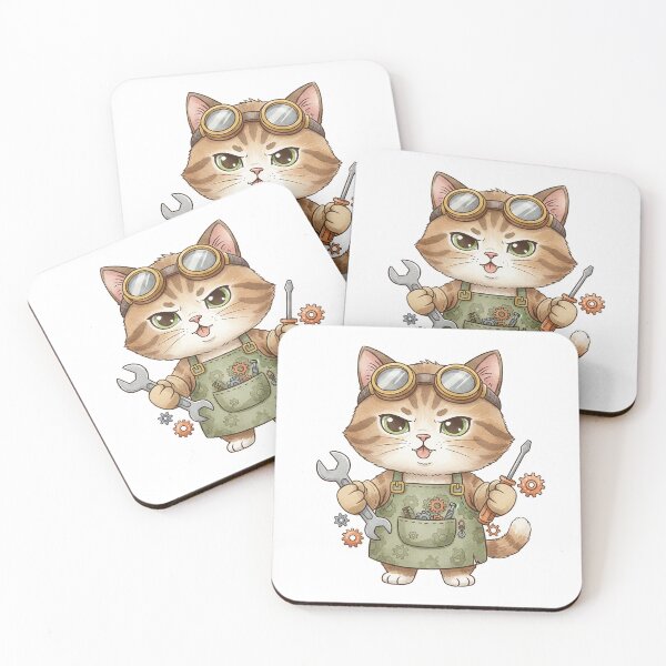 Item preview, Cute Steampunk Cat Mechanic Character designed and sold by BetweenForms.