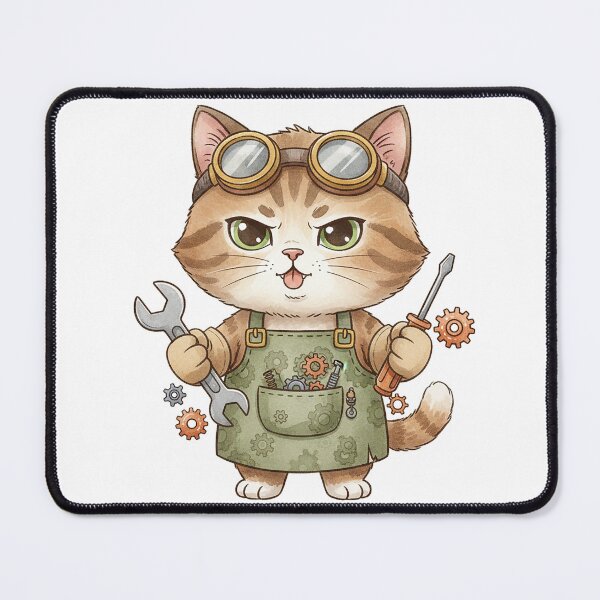 Item preview, Cute Steampunk Cat Mechanic Character designed and sold by BetweenForms.