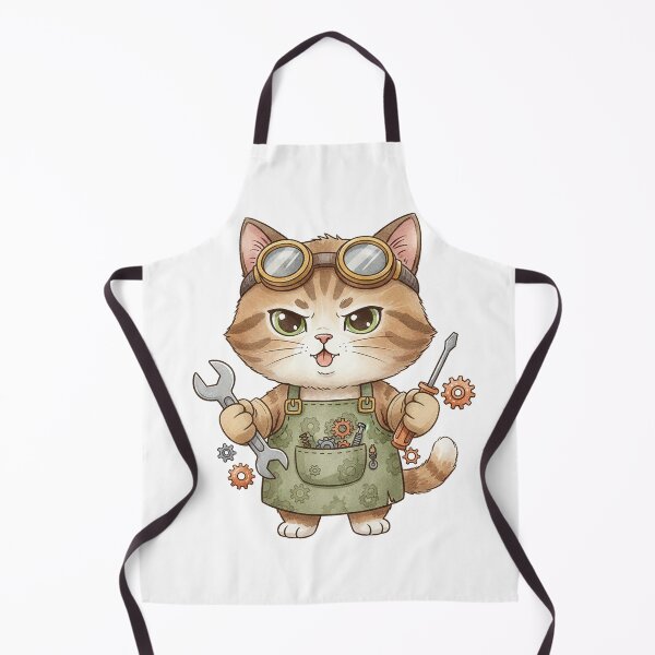 Item preview, Cute Steampunk Cat Mechanic Character designed and sold by BetweenForms.