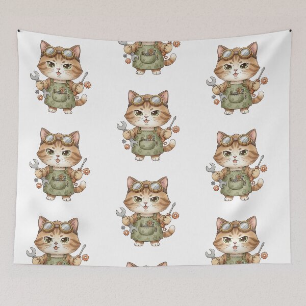 Item preview, Cute Steampunk Cat Mechanic Character designed and sold by BetweenForms.