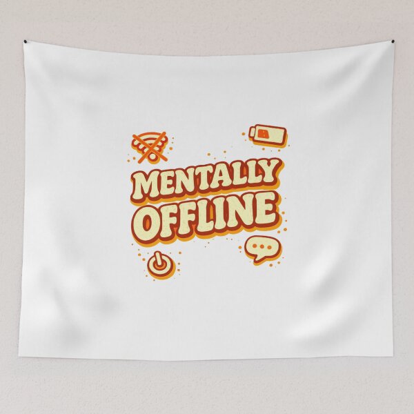 Item preview, Mentally Offline Retro Typography Funny Design designed and sold by Wolf Creator.