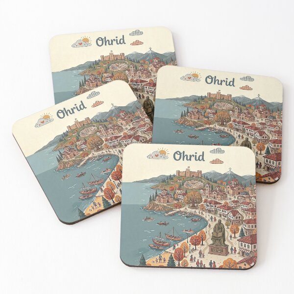 Item preview, Ohrid Dreamscape Illustration – Artistic View of Macedonia’s Pearl designed and sold by FlatlineArtCo.