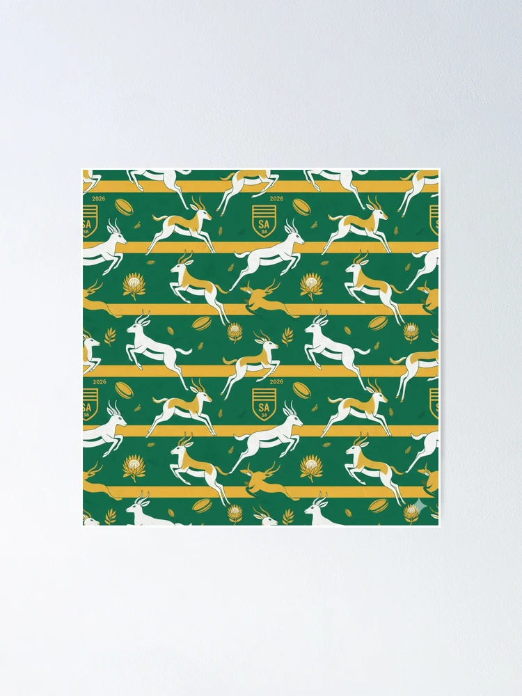 Thumbnail 1 of 3, Poster, Springboks Rugby Pattern designed and sold by SaltCraft.