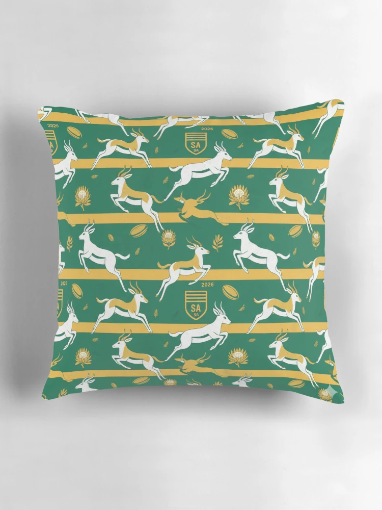 Thumbnail 3 of 4, Pillow, Springboks Rugby Pattern designed and sold by SaltCraft.