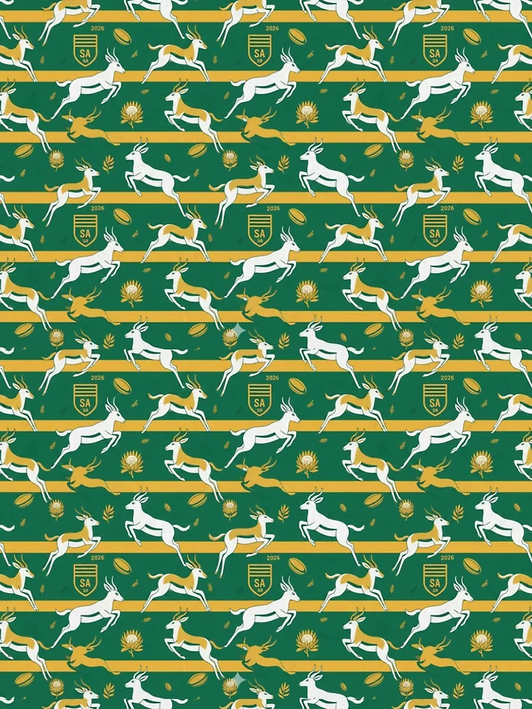 Thumbnail 5 of 5, A-Line Dress, Springboks Rugby Pattern designed and sold by SaltCraft.
