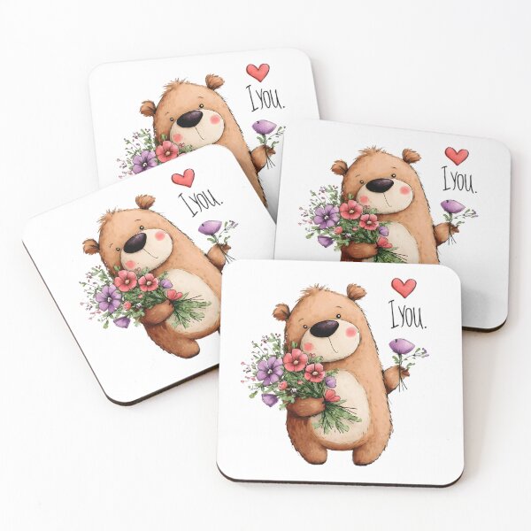 Item preview, Cute Bear with Flowers designed and sold by Retro Whimsy.