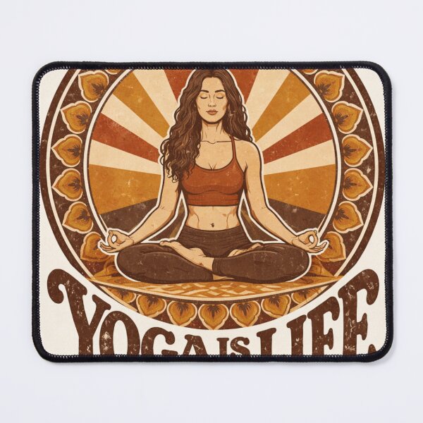 Item preview, Vintage Yoga Is Life Lotus Pose Mandala – Retro 70s Boho Meditation Aesthetic T-Shirt designed and sold by VINTAGEPUNTEES.
