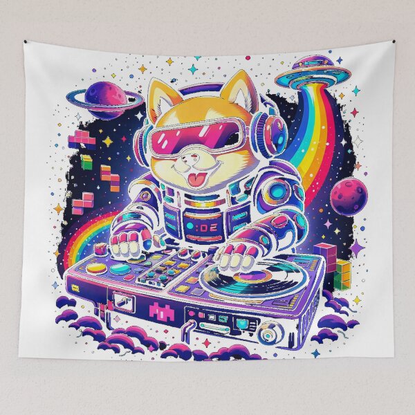 Item preview, Cosmic DJ Shiba – Futuristic Dog Vaporwave Gaming designed and sold by creatix-boutik.