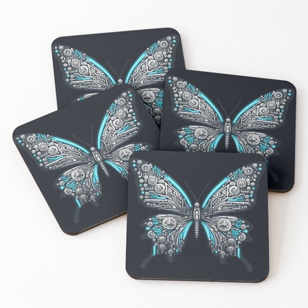 Item preview, Mechanical Butterfly – Cybernetic Monarch – Neon Silver Tech Art designed and sold by Phetuvov.