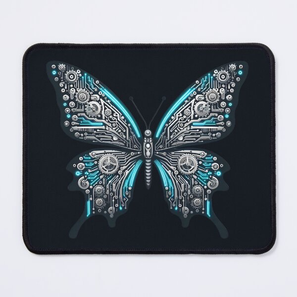 Item preview, Mechanical Butterfly – Cybernetic Monarch – Neon Silver Tech Art designed and sold by Phetuvov.