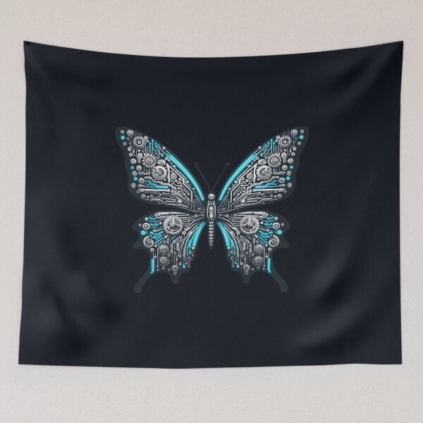 Item preview, Mechanical Butterfly – Cybernetic Monarch – Neon Silver Tech Art designed and sold by Phetuvov.