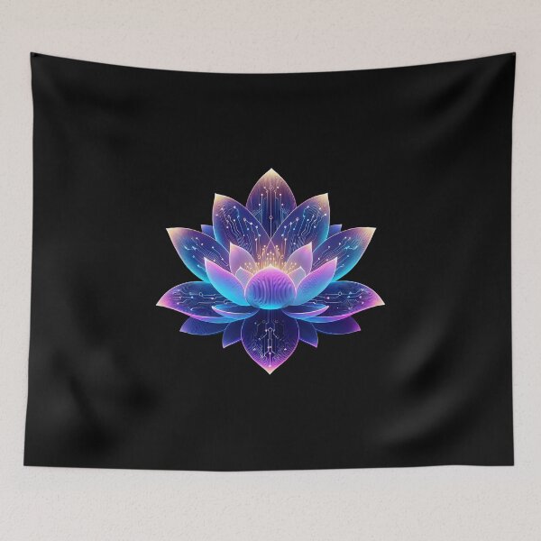 Item preview, Cyber Lotus Bloom – Neural Flower – Neon Botanical Mandala Art designed and sold by Phetuvov.