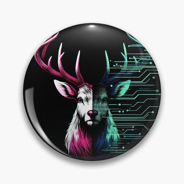 Item preview, Cyber Stag Glitch – Digital Forest Deer – Neon Biopunk Art designed and sold by Phetuvov.