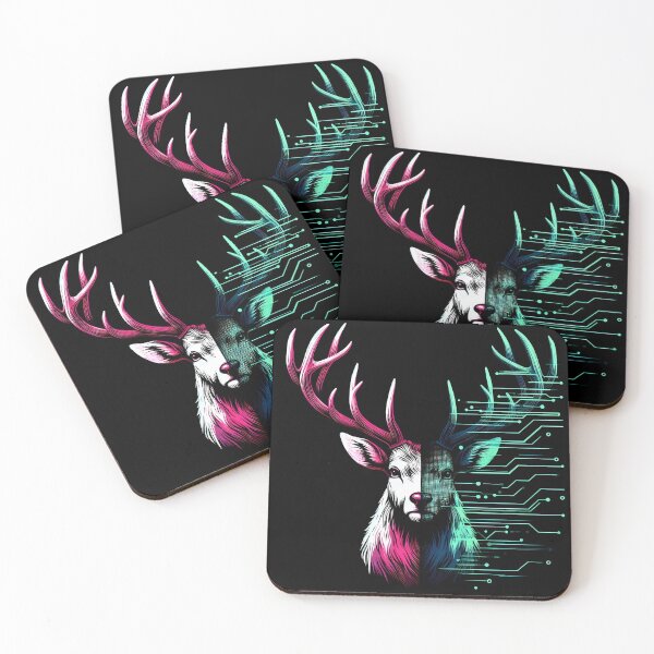 Item preview, Cyber Stag Glitch – Digital Forest Deer – Neon Biopunk Art designed and sold by Phetuvov.