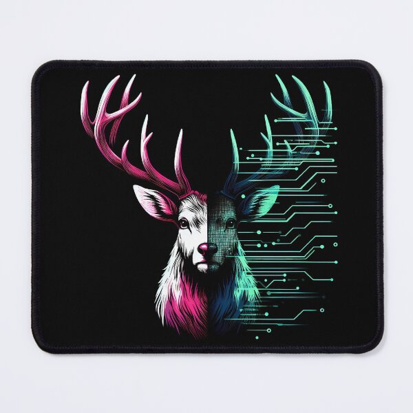 Item preview, Cyber Stag Glitch – Digital Forest Deer – Neon Biopunk Art designed and sold by Phetuvov.