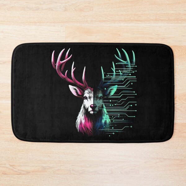 Item preview, Cyber Stag Glitch – Digital Forest Deer – Neon Biopunk Art designed and sold by Phetuvov.