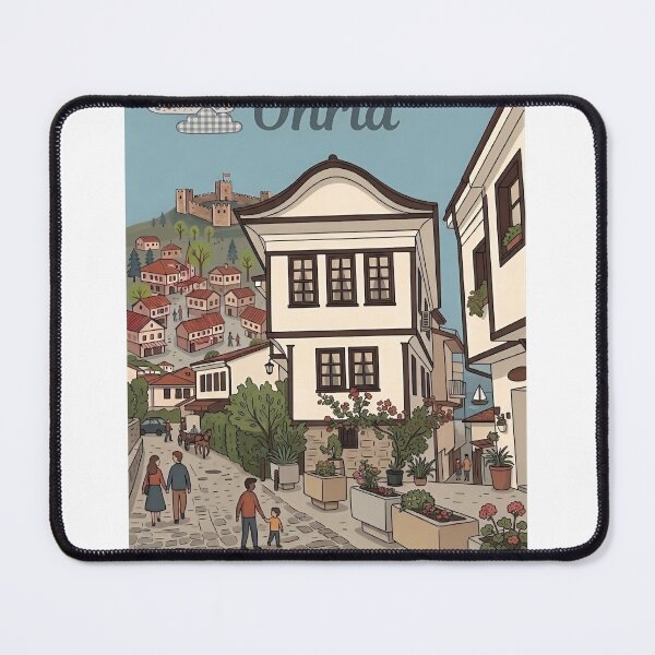 Item preview, Ohrid Old Town Illustration – Charming Streets of Macedonia designed and sold by FlatlineArtCo.
