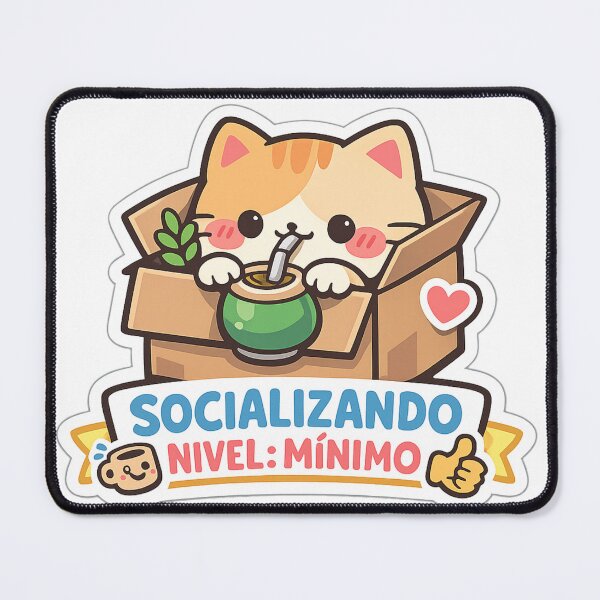 Item preview, Shy cat drinking mate – Socializing minimum level – Argentine humor sticker designed and sold by Anabellalg.