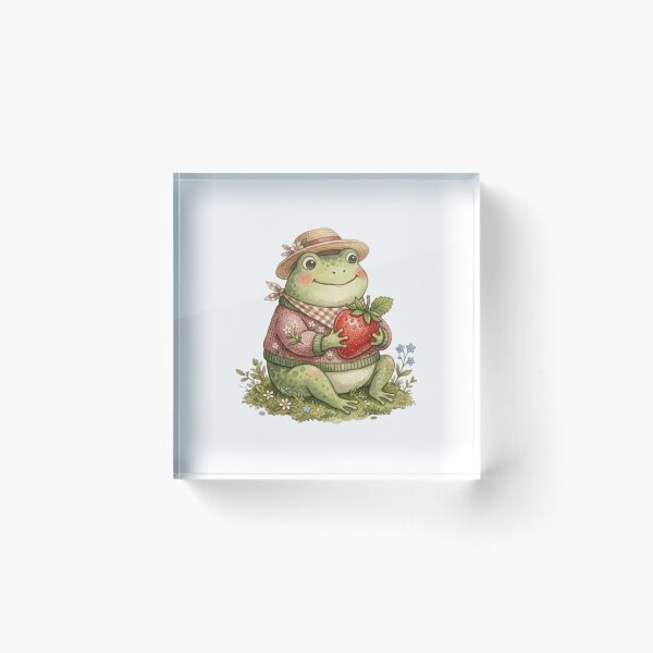 Item preview, Whimsical Frog in Sweater and Hat  with Strawberry designed and sold by SOUFIANE1991.