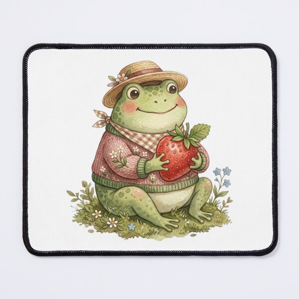 Item preview, Whimsical Frog in Sweater and Hat with Strawberry designed and sold by SOUFIANE1991.