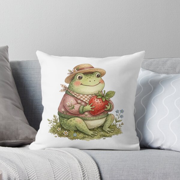 Item preview, Whimsical Frog in Sweater and Hat  with Strawberry designed and sold by SOUFIANE1991.