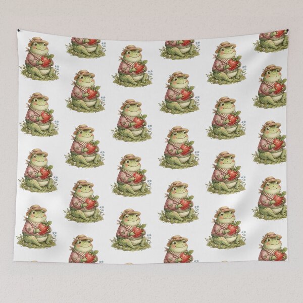 Item preview, Whimsical Frog in Sweater and Hat  with Strawberry designed and sold by SOUFIANE1991.