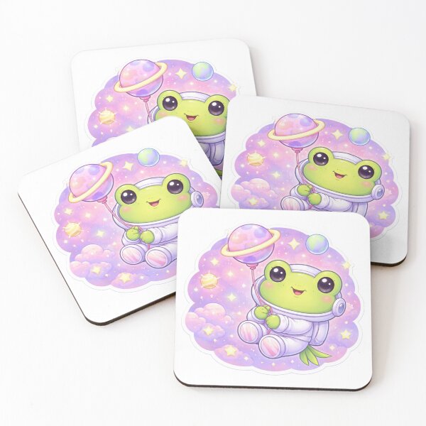 Item preview, Kawaii Frog Holding Planet Balloon – Cute Space Frog designed and sold by p-frosty-design.