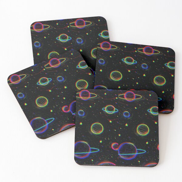 Item preview, Neon Glitch Retro Space Planets Pattern designed and sold by Siriusvibes.