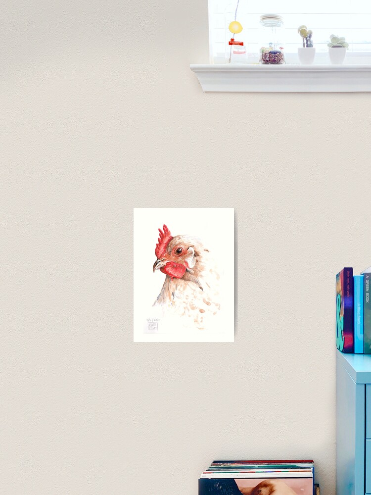 Hen White Art Print By Kateplumart Redbubble