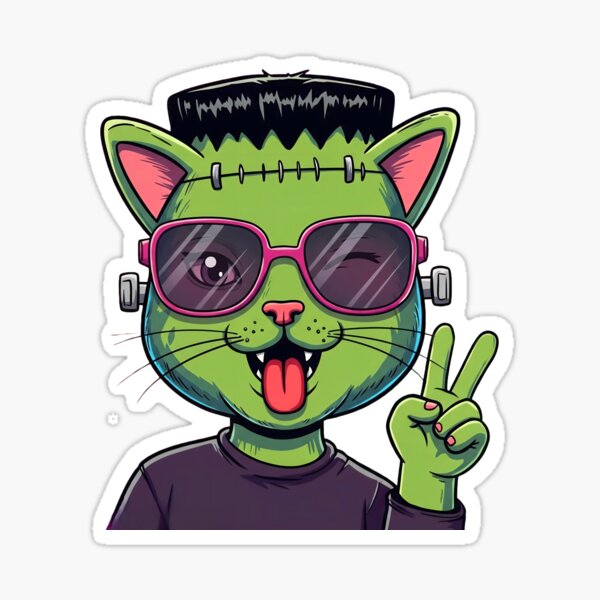 Franken Meow Collection: Stitched Peace Kitty 3 Sticker