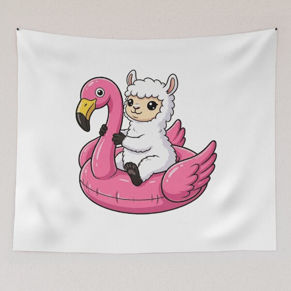 Item preview, Cute Llama on Pink Flamingo Pool Float designed and sold by k3rstman1.