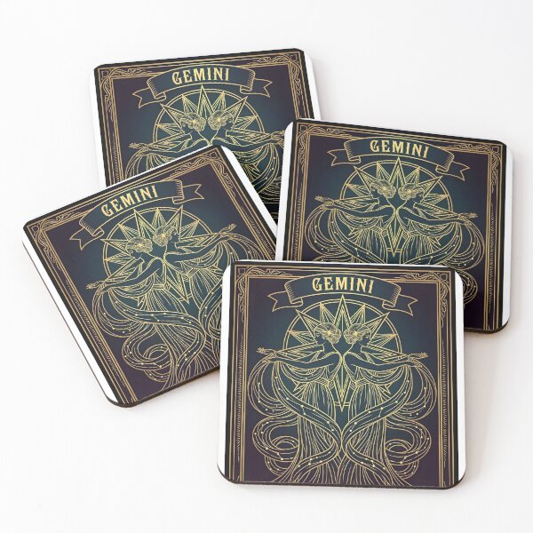 Item preview, Gemini Zodiac Art Deco, Vintage Astrology Gold Artwork designed and sold by ChloeDesigns401.