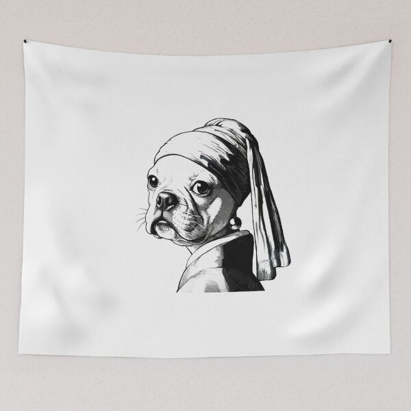 Item preview, Pawfect Masterpieces - French Bulldog with a Pearl - Classic Portrait Parody designed and sold by PhokaPhokich.