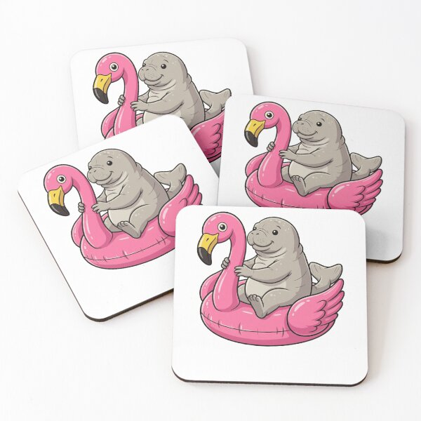 Item preview, Cute Manatee in Pink Flamingo Pool Float designed and sold by k3rstman1.