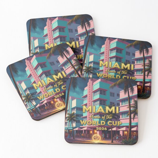 Item preview, Miami Home of the World Cup 2026 Art Deco Night Soccer Poster — Ocean Drive Neon Print designed and sold by BrickByDream.
