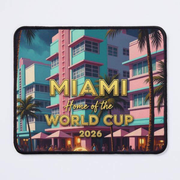 Item preview, Miami Home of the World Cup 2026 Art Deco Night Soccer Poster — Ocean Drive Neon Print designed and sold by BrickByDream.